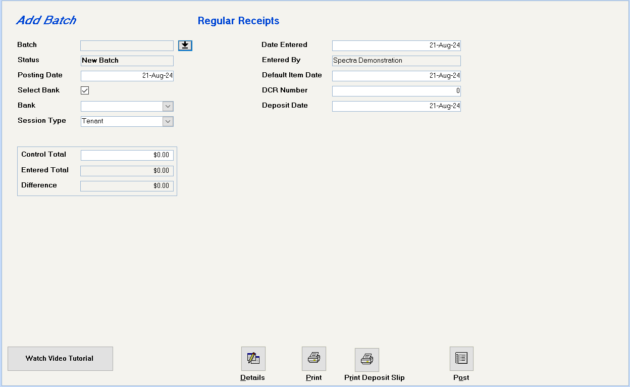 System Receips Regular Reciepts
